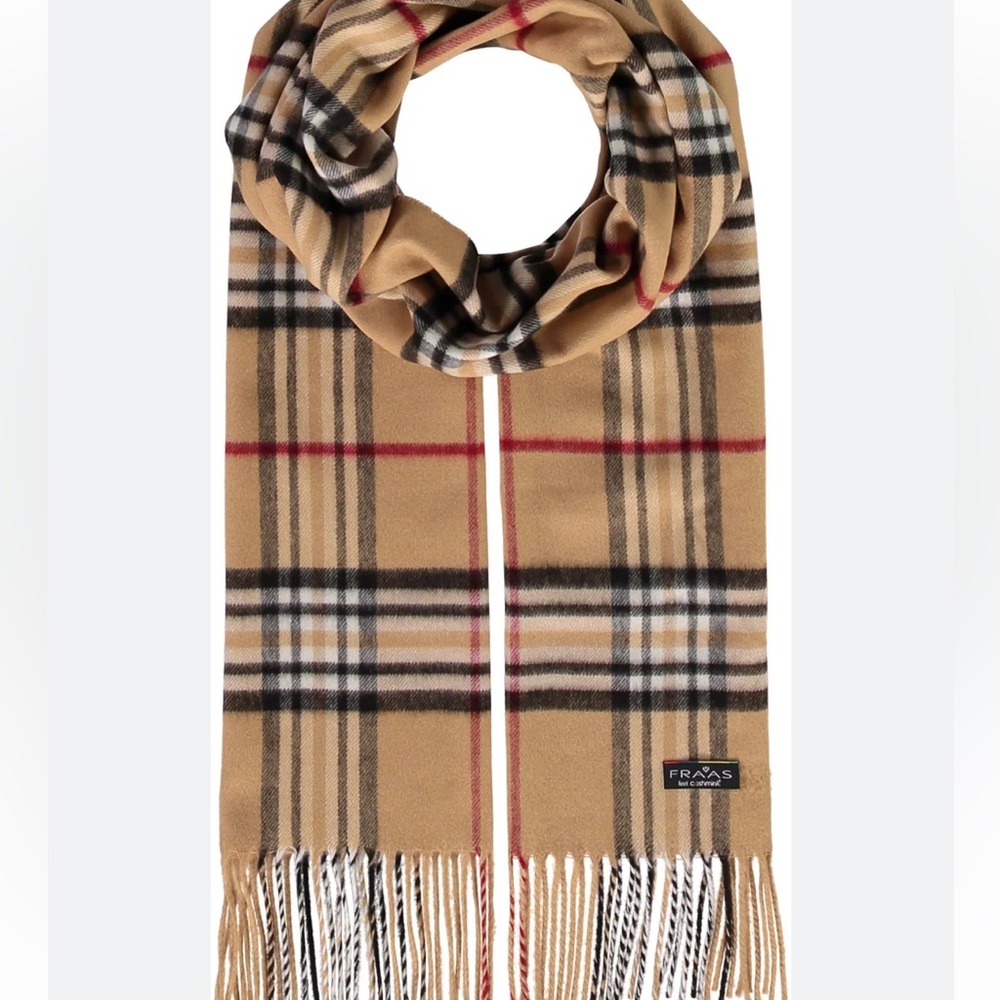V. Fraas Cashmink Germany Plaid Soft Fringe Unisex Scarf